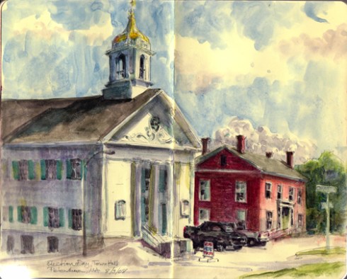 Town Hall, Petersham, Election Day on Main Street.