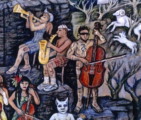 The cool section of the orchestra, with bighorn sheep. Don't you love the bass player?