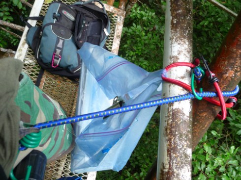 See? Safe as houses. A bungee wrapped around the pipe and hooked onto my belt loop. I could draw in perfect comfort.