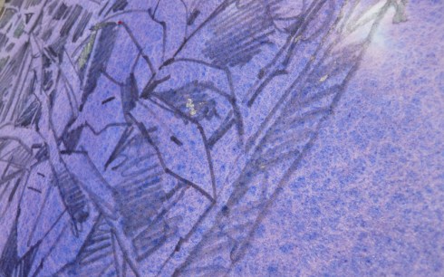 Nice effect: the acrylic paint granulated beautifully on the Rives BFK.