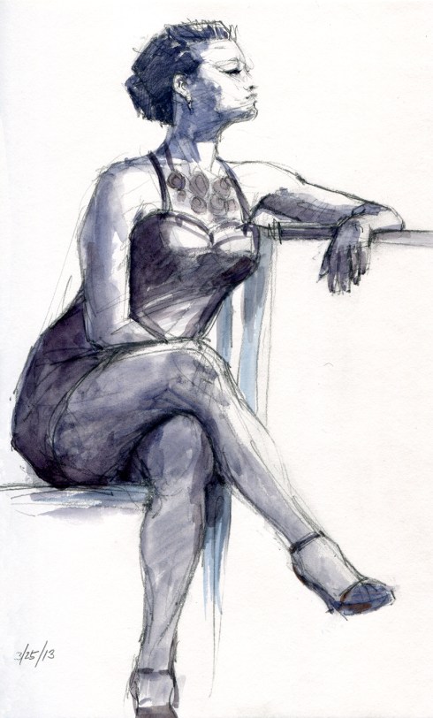 Sometimes you covet the costume. I would have killed for those heels. 1 hr pose, 8 1/2" x 11" on Stillman & Birn Gamma Series sketchbook
