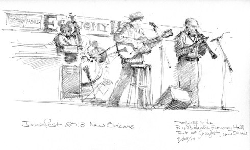 Don Vappie and his Creole Serenaders play in the People's Health Economy Hall Tent at JazzFest.