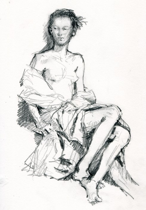 I do a small pencil sketch before committing to big expensive paper- don't you? This is the model