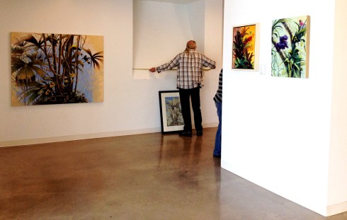 Awesome installation helpers Konrad Eek and Becky Way. Konrad is also one of my framers and artwork photographers. Becky is a fabulous pastel artist. 