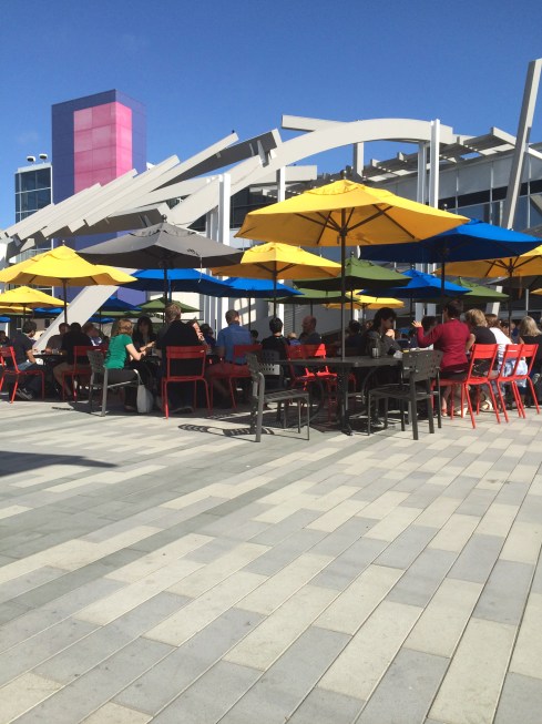 Primary colors for maximum visual fun. Google's architecture reflects its purpose: a big toybox for grownup child's play. Seems to work very, very well.