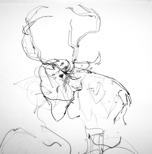 Reindeer, Copenhagen Zoo. Pencil on Robert Bateman 8 1/2" x 11 sketchbook.