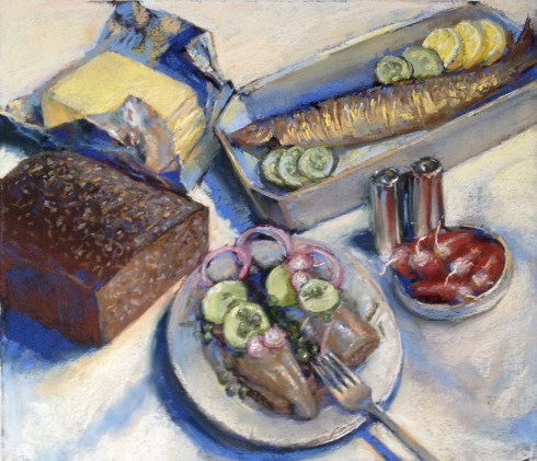 Still Life With Danish Open-Faced Sandwich.