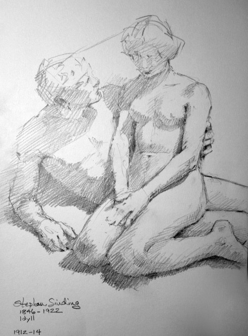 Idyll, marble sculpture by Stephan Sinding, 