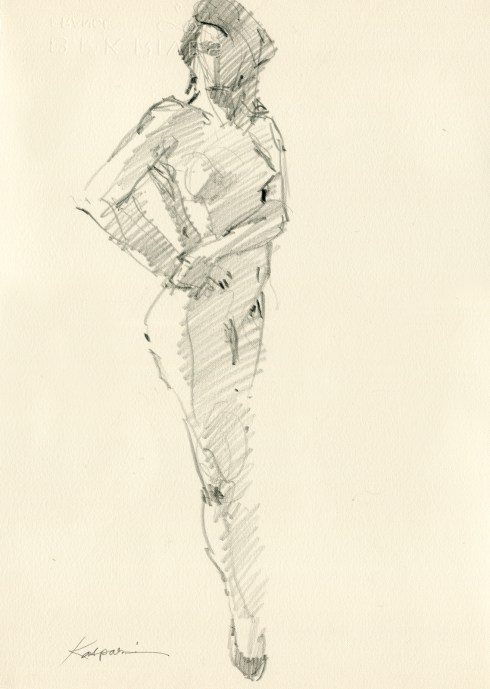 I was going so fast I didn't notice that I was drawing on the back side of the paper, and the watermark was in the image. There's a backward "S" between her eyes. 6B pencil on Rives BFK 11" x 15"